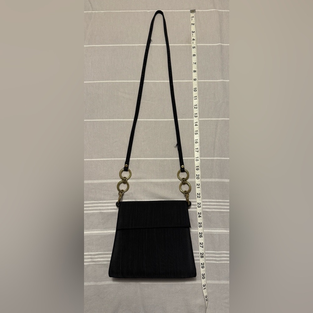 VTG Satin Black and Gold Chain Small Crossbody Box Bag - Picture 12 of 15